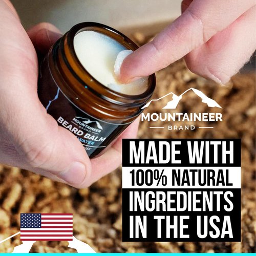 Mountaineer Brand Natural Beard Balm with Timber Scent | Scents Inspired by Nature | Beard Butter for Men | Leave in Condidtioner | Hydrates, Softens and Tames | Made in West Virginia | 2oz