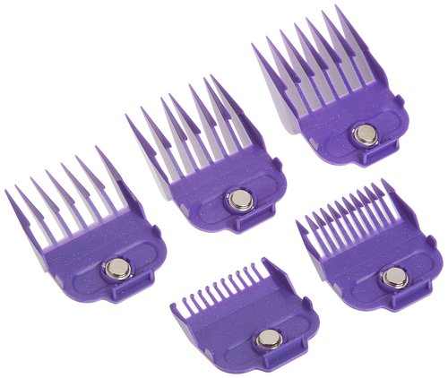 Andis 66345 Nano-Silver Magnetic Attachment 5 Combs with Long-Lasting Performance - Sizes 6", 8", 4", 3/8", 2", Provide Professional Haircuts and Styles – Purple