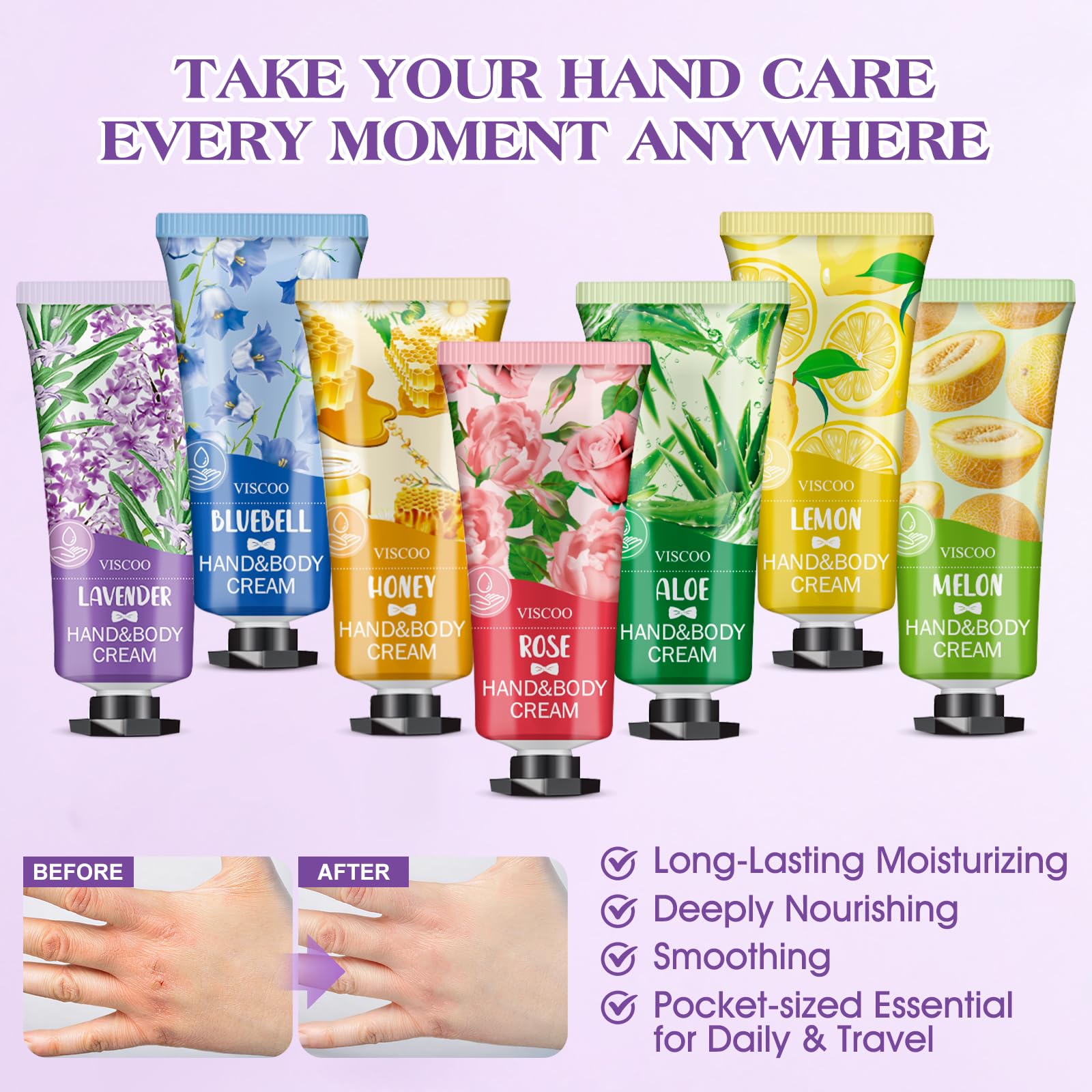 VISCOO 14 Pack Hand Cream Gifts Set for Women,Easter Basket Stuffers,Mothers Day Gifts,Teacher Appreciation Gift,Nurse Week Gift,Mini Moisturizing Hand Lotion Travel Size in Bulk for Dry Cracked Hands