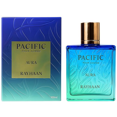 Rayhaan Pacific Aura Eau de Parfum Spray for Men - Citrus, Mint & Amber Scent | 3.4 Ounce (100 ml)