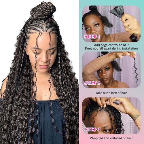 Boho Hair for Braiding 16 Inch Human Curly Hair for Knotless Braids 2 Bundles 100g Water Wave Bulk Human Hair for Braiding (Natural Color, 16 Inch)