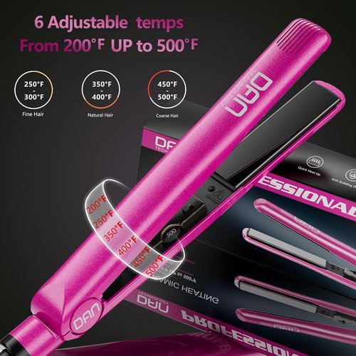 Dan Technology 2-in-1 Ceramic Flat Iron - Professional Adjustable Temperature Straightener for Black Hair