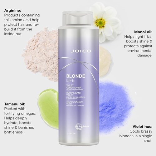 Joico Blonde Life Violet Conditioner - Neutralize Brassy Tones & Boost Shine | Sulfate-Free Formula with Monoi & Tamanu Oil