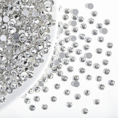 Beadsland Flatback Rhinestones Bulk,14400pcs White Rhinestones for Nails Crafts Clothes DIY Decoration, Crystal, SS12,3.0-3.2mm