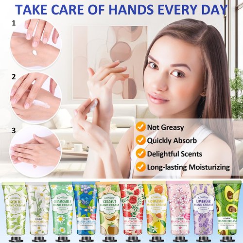 KONEUK 32 Pack Hand Cream Gift for Women, Bulk Hand Lotion Travel Size for Dry Cracked Hands, Mini Moisturizing Hand Cream for Easter Basket Stuffers, Mom Gifts, Teacher Gifts, Bridal Shower Favors