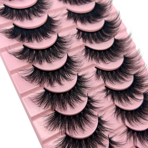 SISIYDY Mink Lashes Cat Eye Wispy Soft Faux Mink False Eyelashes Natural Look C Curl Full Strips Lashes Pack 18mm Long Dramatic 3D 8D Long Volume Thick Faux Mink Fake Eyelashes Bulk YH013