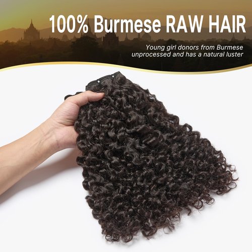 ASHINE Tight Curly Burmese Raw Human Hair Bundles – Unprocessed 100% Human Hair Single Bundle 14 Inch