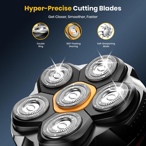 TLMUSE 6D Model 372 Replacement Shaver Head, Designed to Replace Old or Damaged Blades, only Compatible for TLMUSE 6D Head Shaver not for 7D Head Shaver, Magnetic Design, Easy to Replace