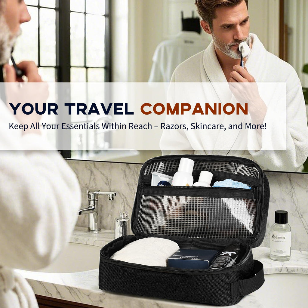 Wrangler Toiletry Bag for Men, Travel Shaving Dopp Kit, Oxford Fabric Tech Kit Bathroom Organizer, Gifts for Men