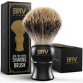 BRV MEN Pure Badger Shaving Brush LARGE (24mm knots) - Heavy Resin Handle - Use with Double-Edge Safety Razor, Straight Razor and Shaving Bowl - Black