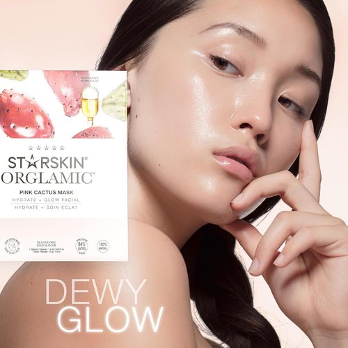 STARSKIN Orglamic Pink Cactus Sheet Mask - Hydrating & Firming 2-Step Treatment for All Skin Types | 1x25g