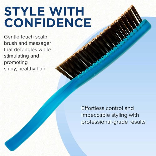 Giorgio GION1B Gentle Touch Detangler Hair Brush - Neon Blue, Soft Bristles for Sensitive Scalp, 7.75 Inch