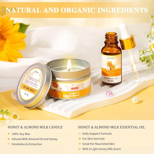 Skiennix 9-Pc Almond Milk & Honey Bath Set - Luxurious Self-Care Spa Gifts for Women | Perfect Birthday Gift