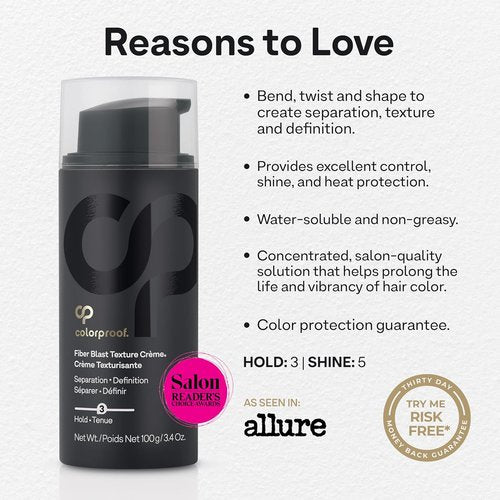 Colorproof Fiber Blast Texture Crème - Hydrating Non-Greasy Hair Cream | 3.4 Fl. Oz. Travel Size with Lychee & Melon Scent