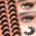 Veleasha Lashes D Curl Dramatic Lashes Fluffy Faux Mink Eyelashes V Shape Volume Eyelash Thick 10-18MM 3D Effect False Eyelashes (6D33)