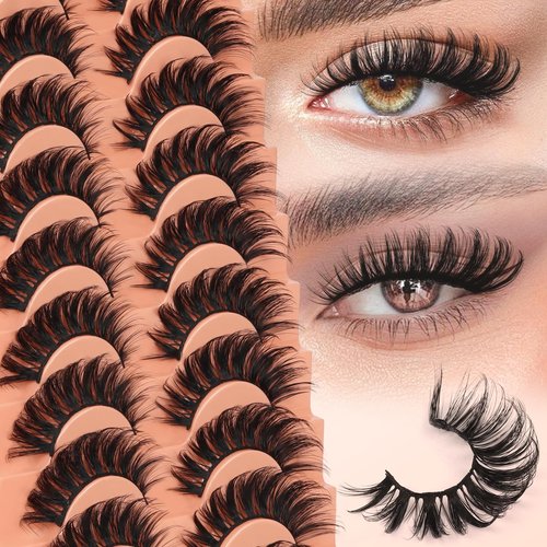 Veleasha Lashes D Curl Dramatic Lashes Fluffy Faux Mink Eyelashes V Shape Volume Eyelash Thick 10-18MM 3D Effect False Eyelashes (6D33)