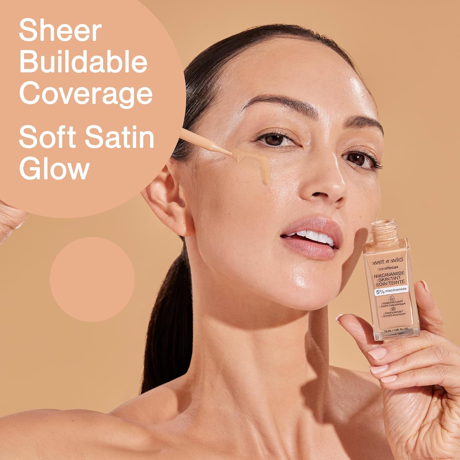 Wet n Wild Bare Focus Skin Tint - 5% Niacinamide, Buildable Sheer Coverage, Natural Radiant Finish | Medium Beige