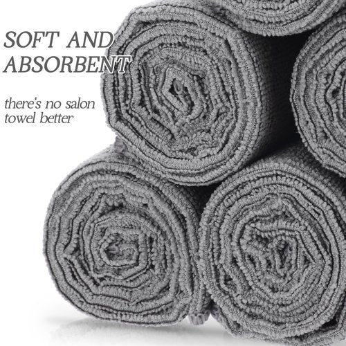 Panelee 24 Packs of Bleach Proof Towels Microfiber Absorbent Bleach Resistant Salon Hand Towels for Gym, Bath, Spa, Shaving, Shampoo, Home Hair Drying (Light Gray,16 x 28 Inch)