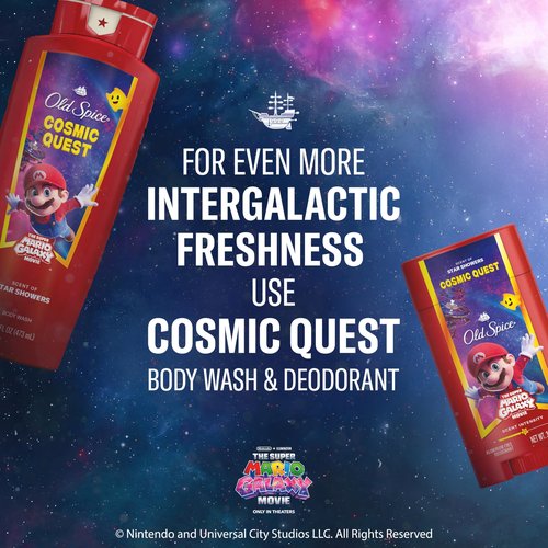 Old Spice Aluminum Free Deodorant for Men, Old Spice x The Super Mario Galaxy Movie, 24/7 Lasting Freshness, Lasting Odor Protection, Smell Super with Cosmic Quest, Star Showers Scent, 3.0 oz