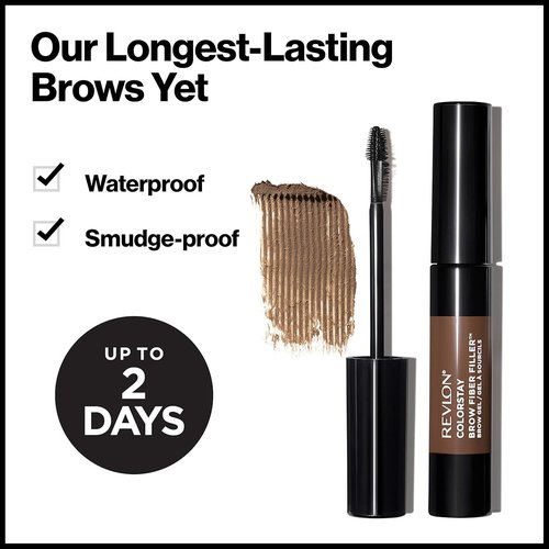 Revlon ColorStay Brow Fiber Filler - Longwearing Waterproof Eyebrow Gel in Medium Brown, 0.23 fl. oz.