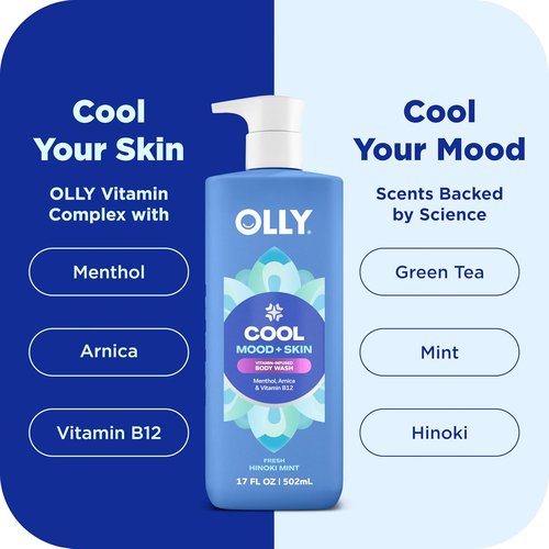 OLLY Body Wash - Cool Mood Formula with Arnica & Vitamin B12 for Hydrated Skin | 17 Fl Oz