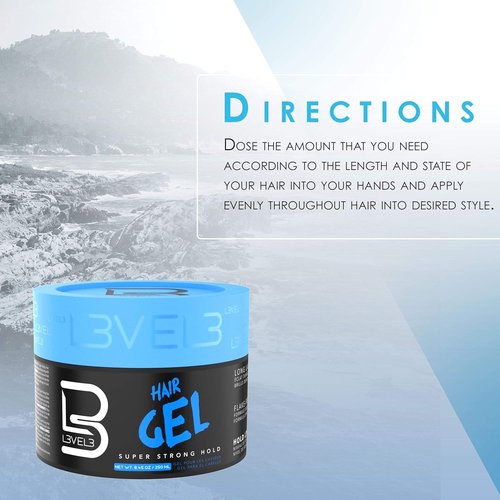 L3 Hair Gel - Super Strong Hold & Flake-Free Formula - Long-Lasting Shine for Men & Women