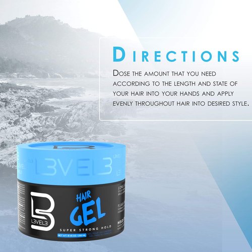 L3 Level 3 Hair Gel - Super Strong Hold - Flake Free - Long Lasting Shine For Men and Women - Level Three Gel - Add Volume and Texture - 500ml Bundle of 3