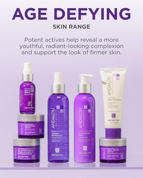 Andalou Naturals Age Defying Night Repair Cream - Hydrating Anti-Wrinkle Moisturizer with CoQ10 & Resveratrol - 1.7 oz