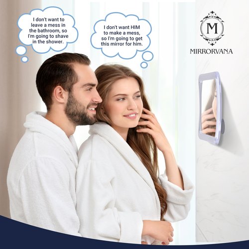 Small Travel Shower Mirror - Fogless Shower Shaving Mirror with Triple Suction Cups, Anti-Fog & Shatterproof Stick On Shave Mirror for Bathroom and Travel - 5.3" x 5.3"