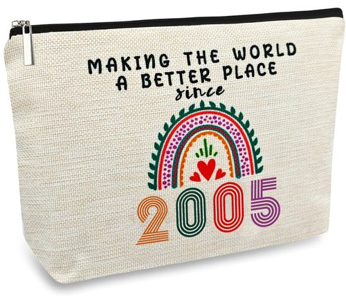 21th Birthday Gifts for Women, Cute 2005 Makeup Bags 21th Birthday Decorations for Teen Girls, 21 Year Old Gift Ideas for Daughter, Sister, Granddaughter, Nieces Cosmetic Travel Bag (Rainbow2005)