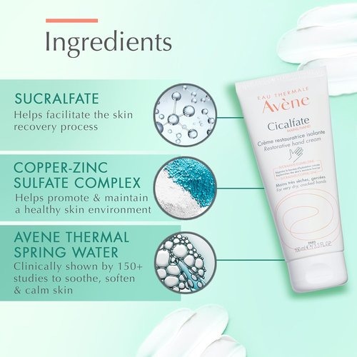 Avène Cicalfate Hand Cream - Intense Nourishing Lotion for Dry, Cracked Hands | 3.3 Oz
