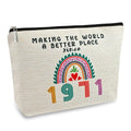 55th Birthday Gifts for Her Women, Happy 1971 55th Birthday Decorations Makeup Bag, Anniversary 55 Year Old Gift Ideas for Wife, Sister, Mom, Aunt, Cosmetic Travel Pouch for Mothers Day, Christmas