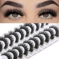 FARRED Mink Lashes False Eyelashes Cat Eye Strip Lashes Wispy Faux Mink Eye Lash Fluffy Eyelash Natural Look 10 Pairs Fake Lashes Pack Full Volume Lash Strips Pestañas