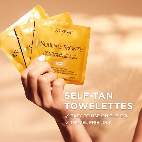 L'Oreal Paris Sublime Bronze Self-Tanning Towelettes - Streak-Free, Natural Look, 6 Count