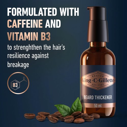 King C. Gillette Beard Thickener formulated with Vitamin B complex and Caffeine, 1.7oz