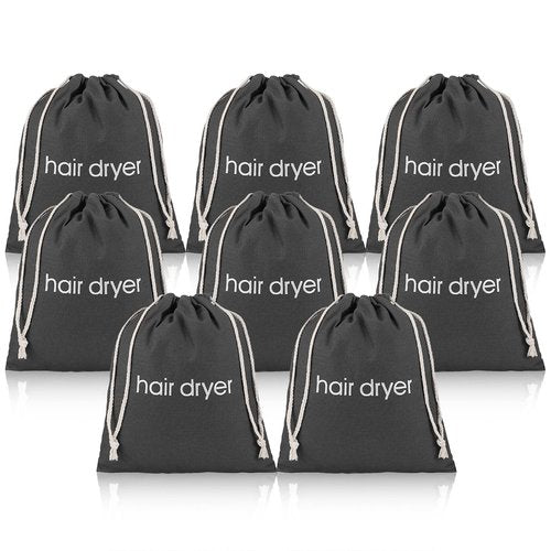 ERKXD 3 | 6 | 8 Pack Hair Dryer Bags Drawstring Bag Container Hairdryer Bag for travel bathroom (8 PCS Grey)