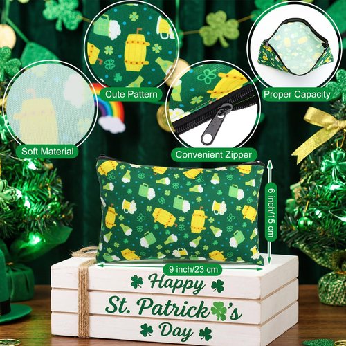 Singhoow 18 Pcs St Patrick's Day Gifts Set Happy St Patrick's Day Enamel Mugs Irish Shamrock Lucky Makeup Bags Green Clover Socks Bulk Party Favors Supplies for Women Coworkers Saint Patty's Decor