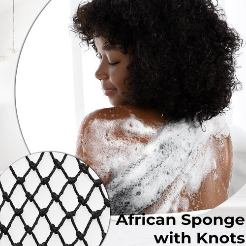 African Net Sponge Authentic - Back Scrub Exfoliating Net Sponge with Knots - 2 Pieces African Bath Sponges for Body Scrubber Exfoliator - Back Washer for Shower Accessories