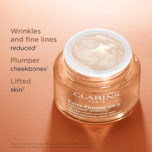 Clarins Extra-Firming Day Moisturizer SPF 15 - Firming Anti-Aging Face Cream with Collagen & Niacinamide | All Skin Types