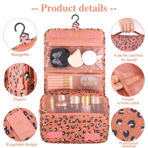 Pengxiaomei Toiletry Bag, Waterproof Hanging Cosmetic Bag Portable Travel Makeup Pouch Multi-function Handle Travel Bathroom Bag Stocking Stuffers for Women and Girls Christmas Gifts