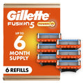 Gillette Fusion5 Power Razor Refills for Men, 6 Razor Cartridges, Larger Lubrication Strip, Precision Trimmer, 5-Blade Razor Blades for Close Shave, Holiday Gifts for Men