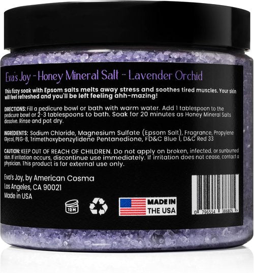 Eva's Joy Lavender Orchid Mineral Bath Soak - Nourishing Epsom Salt Crystals, Relaxing Lavender Scent, 16 oz