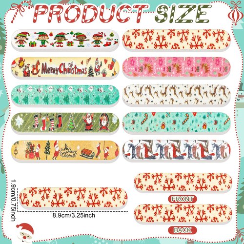100 Pack Christmas Mini Nail Files Gifts Bulk Holiday Mini Emery Boards Double-Sided Christmas Party Nail Files Favors Bulk Stocking Stuffers for Employee Appreciation Teacher Staff Coworkers