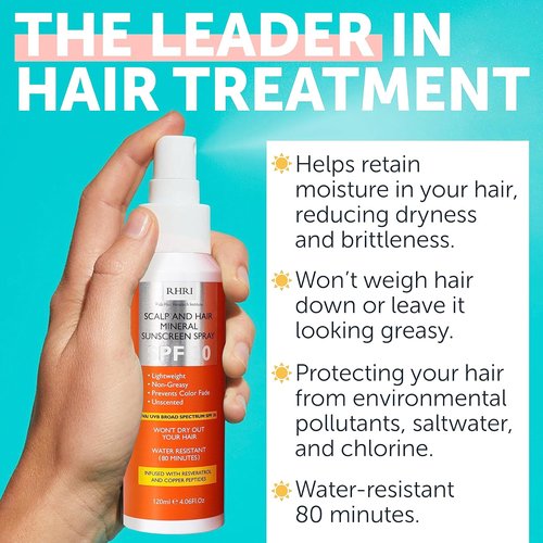 Premium SPF 30 Hair Sunscreen Spray - Non-Greasy UV Protection for Hair & Scalp | Prevents Color Fade & Dryness | 4 oz