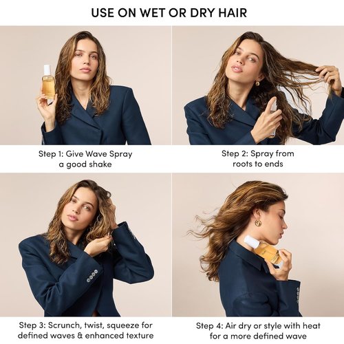 OUAI Wave Spray - Travel Size Texture Spray with Coconut Oil & Rice Protein - Adds Volume & Shine for Beach Waves (3 fl oz)