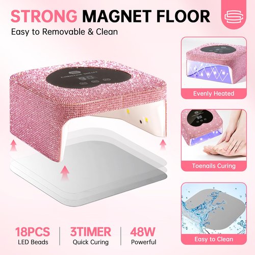 UV Nail Lamp, CHRISTINE SHELLY UV Light for Gel Nails, 48W Plug-in Mini Diamond Nail Lamp Nail Dryer with Touch Control Auto Sensor and 3 Timer Settings Nail Light Curing Lamp, Home
