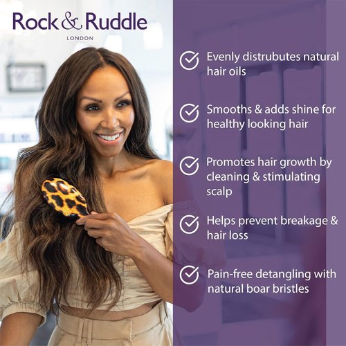 Rock & Ruddle Natural Mixed Bristle Hair Brush - Large 21 cm for Women & Kids | Perfect for Wet or Dry Hair, Detangling & Smoothing