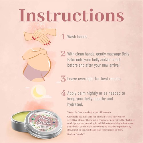 Organic Belly Balm - USDA Certified Stretch Mark Cream to Moisturize & Heal Skin | Made in USA