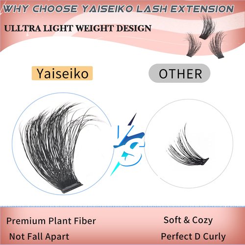 Full Volume Lash Clusters 300D 8-25mm Thick Cluster Eyelash Extensions 340Pcs Wispy 3D Individual Lashes Waterproof Mega Eyelash Clusters Soft False Eyelashes Big Pack, by Yaiseiko