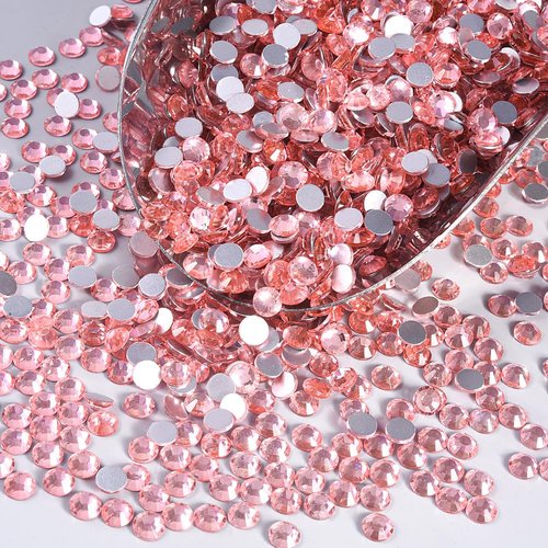 Blinginbox 288 Pieces SS30/6.4-6.6mm Flat Back Crystal Rhinestones Round Gems for Nail ArtPeach Pink